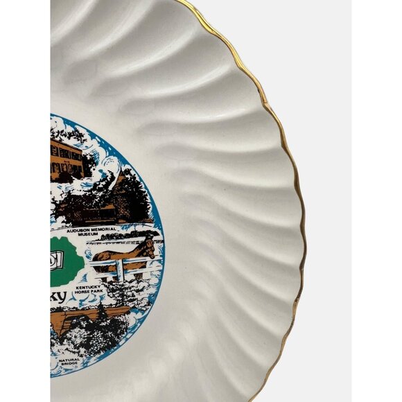 Vintage Kentucky Souvenir Collectible Plate Gold Trim Historic Landmarks 9.75” - Picture 3 of 4